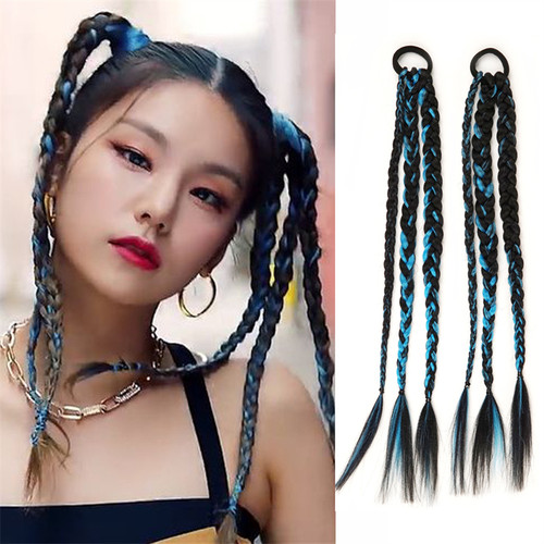 欧美甜酷麻花小辫子双马尾假发