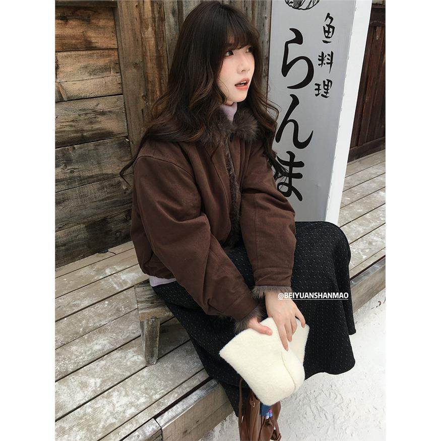 VOUSALME 25FW/冬季覆古毛领棉衣女拼接宽松棉服休闲加厚保暖外套,个性定制/设计服务/DIY,棉服工装,淘宝优惠券,粉丝福利购,淘宝优惠卷