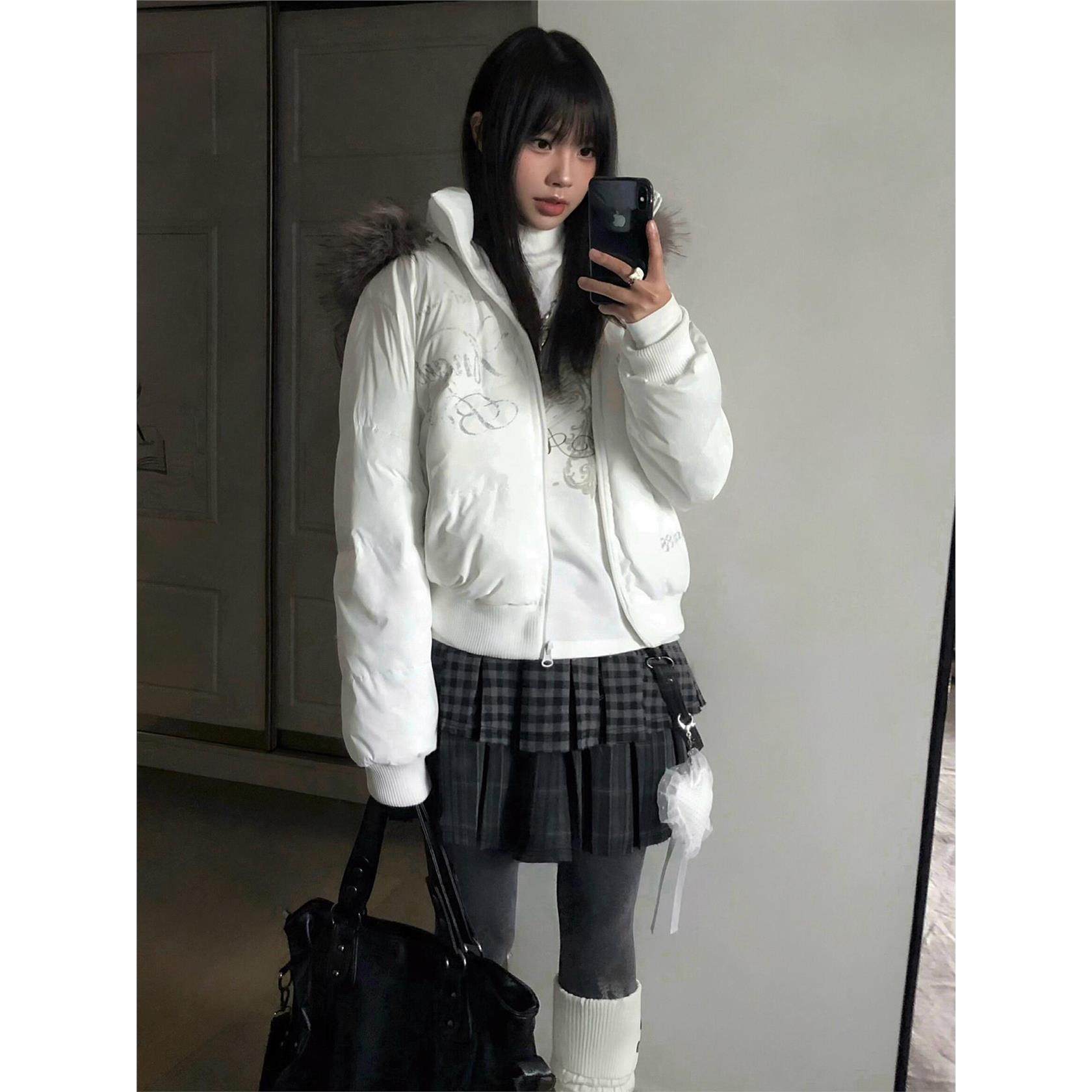 y2k轻亚白色短款棉服女冬季新款加厚保暖棉衣连帽毛领外套面包服,个性定制/设计服务/DIY,棉服工装,淘宝优惠券,粉丝福利购,淘宝优惠卷