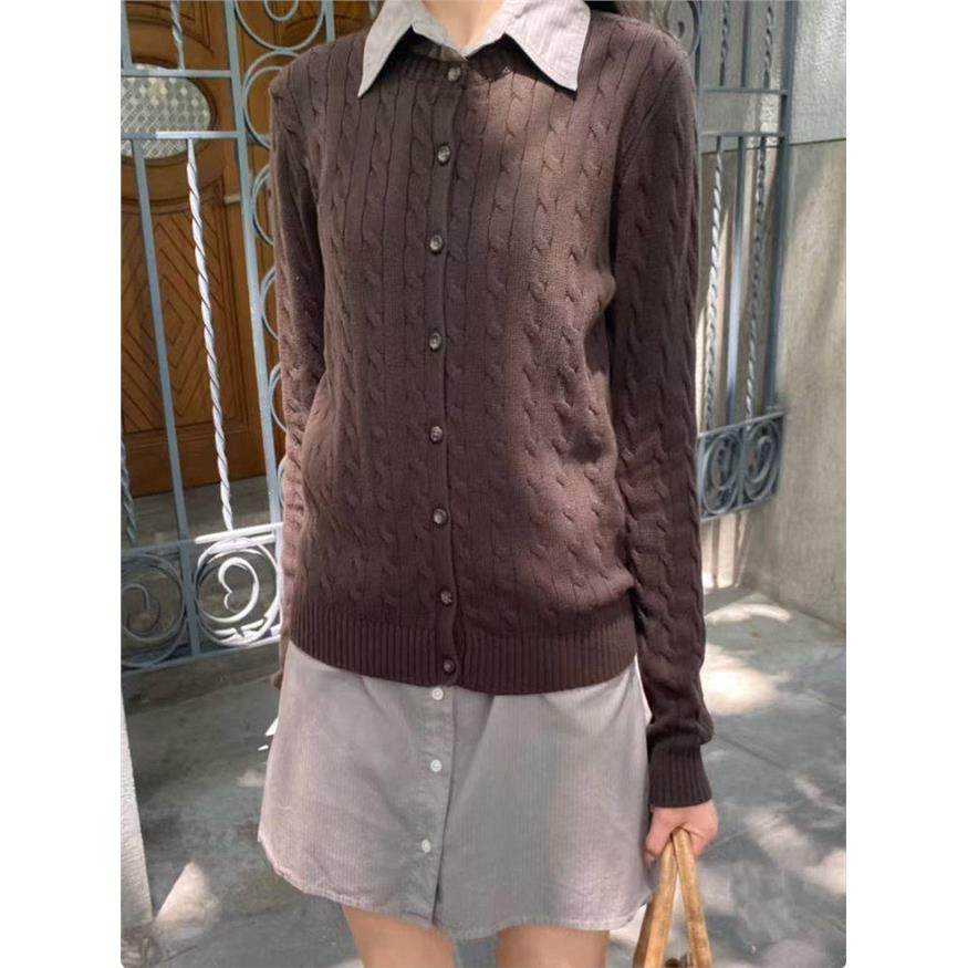Brandy BM新款棕色针织麻花圆领毛衣女bm百搭气质开衫外套上衣秋,个性定制/设计服务/DIY,棉服工装,淘宝优惠券,粉丝福利购,淘宝优惠卷
