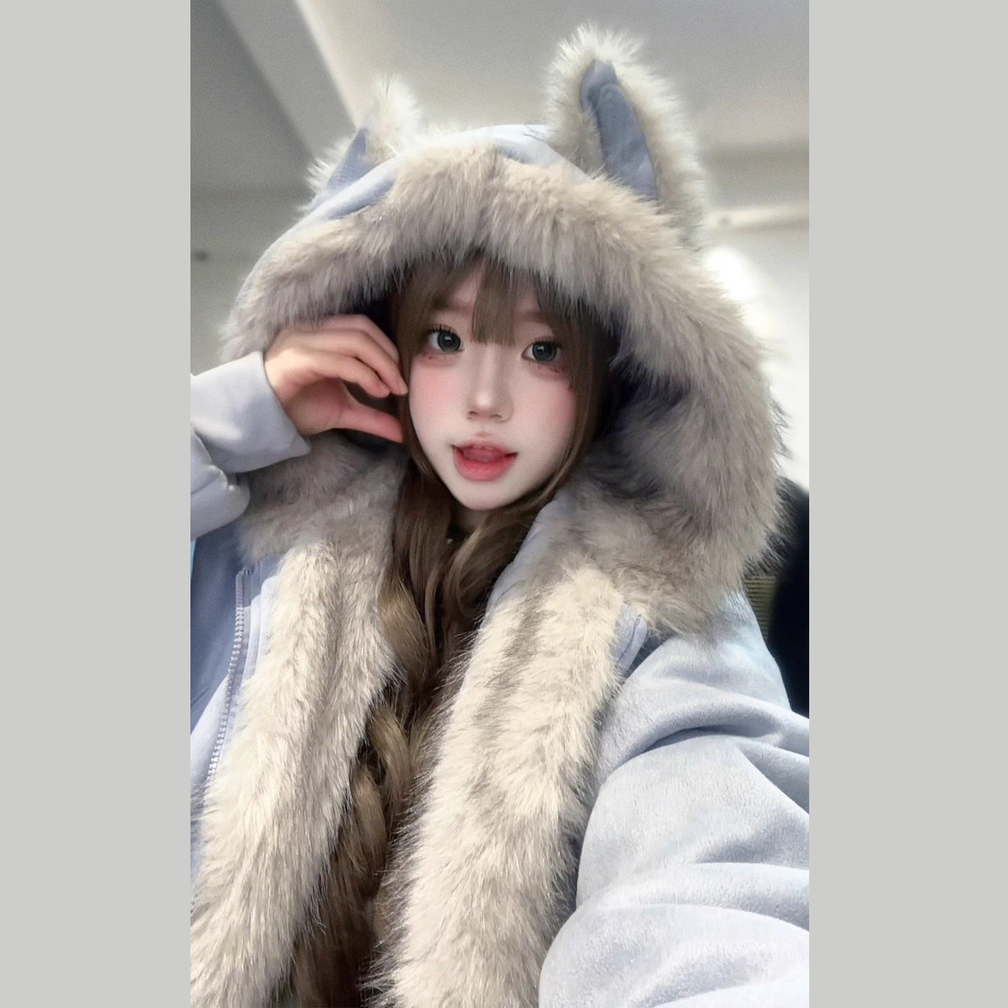 毛茸茸猫耳朵座山雕棉服女2025年新款加厚韩系棉衣冬季学生外套潮,个性定制/设计服务/DIY,棉服工装,淘宝优惠券,粉丝福利购,淘宝优惠卷