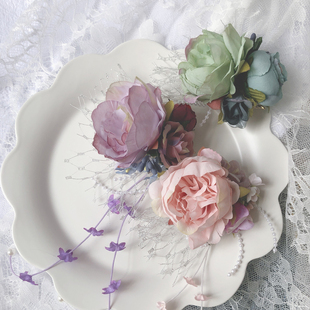 绢花发饰 汉洋折衷头饰原创发饰汉服汉元素洛丽塔发饰发夹多用款