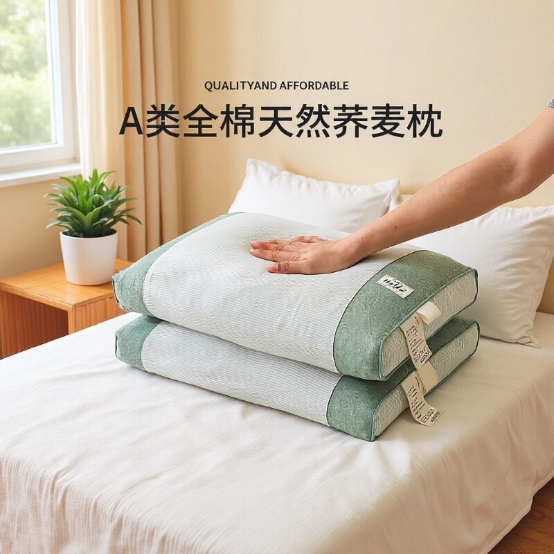 全棉荞麦壳皮枕头护颈椎助睡眠枕头芯单人宿舍家用成人决明子硬枕