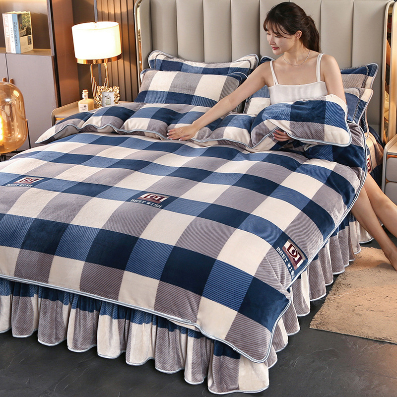 冬季加厚牛奶绒四件套保暖双面珊瑚绒被套法兰绒床裙床上用品 冬季加厚牛奶绒四件套保暖双面珊瑚绒被套法兰绒床裙床上用品