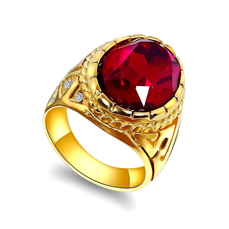 欧美不锈钢饰品粘钻复古金色男士戒指女士几何型红宝石钛钢指环,饰品/流行首饰/时尚饰品新,戒指/指环,淘宝优惠券,粉丝福利购,淘宝优惠卷