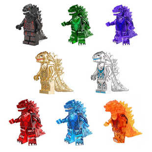 哥斯拉怪兽王拼插积木基多拉小颗粒积木人仔玩具公仔小礼物