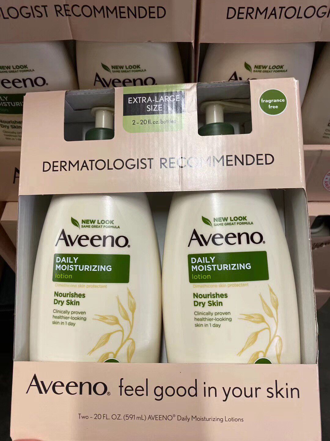 落落美国代购  aveeno/艾惟诺 燕麦身体乳 高效保湿润肤露591ml*2