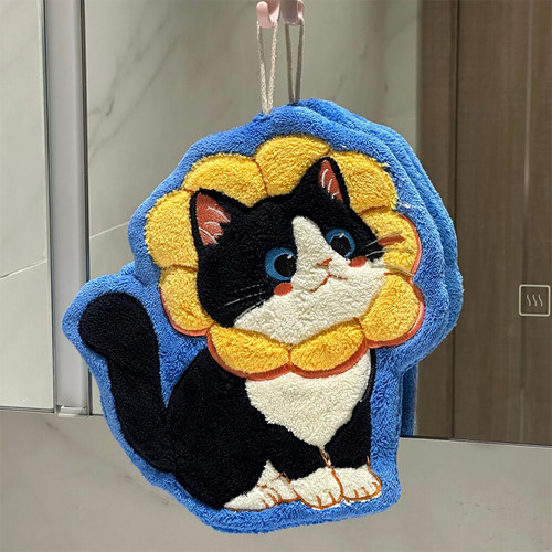 可爱猫咪擦手巾吸水速干不掉毛擦手家用挂式加厚厨房卫生间小毛巾 - 封面