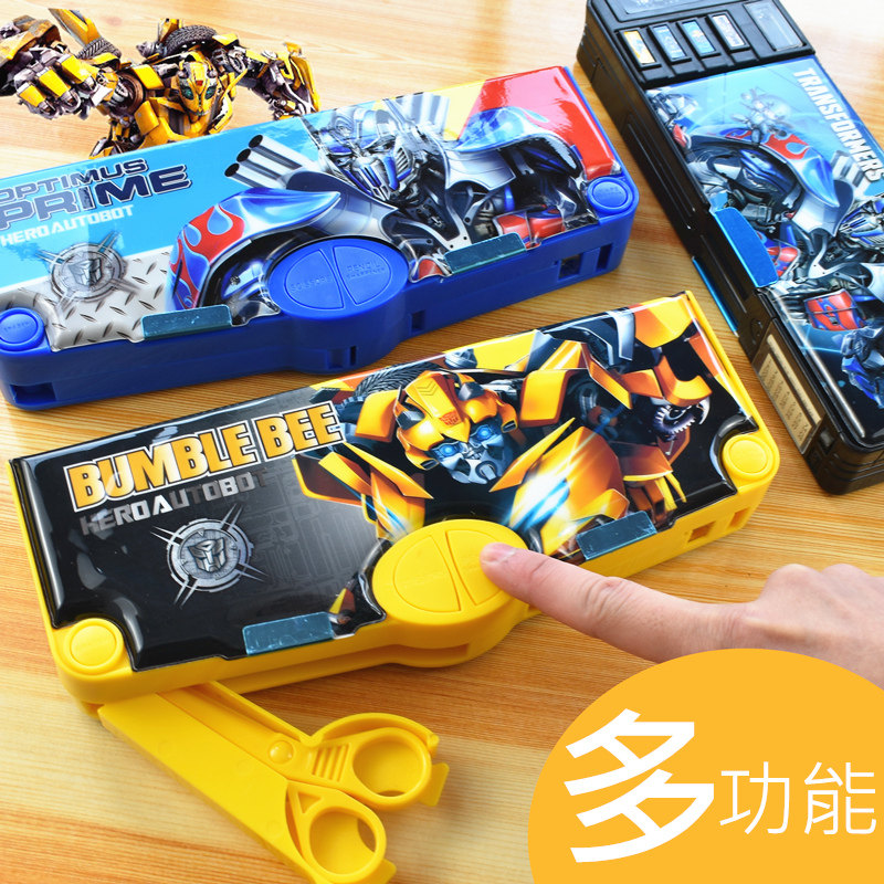 变形金刚文具盒多功能小学生儿童幼儿园男孩笔盒塑料创意大容量一年级男童男生铅笔袋1-3年级韩版初中生自动