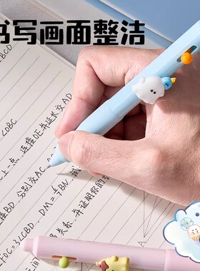 得力YY010幽幽家族可爱卡通挂件黑色ST按动式中性笔0.5mm学生用高颜值便携式书写笔趣味日常书写滚珠式速干