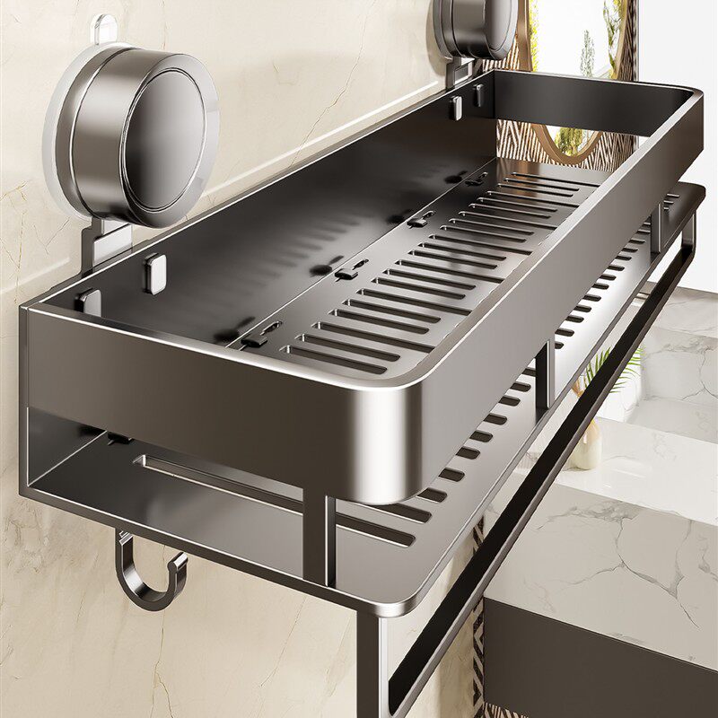 百悍吸盘置物架卫生间浴室厕所洗漱台墙上收纳免打孔收纳架收纳柜