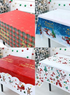 圣诞节桌布ins一次性红色格子餐桌布派对装饰长方形拍照茶几台布