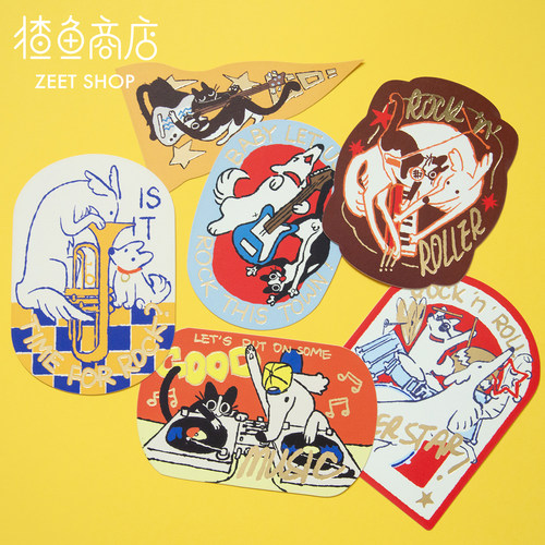 猹鱼商店 「乐队猫」练琴原创插画烫金明信片 贺卡礼物手帐素材