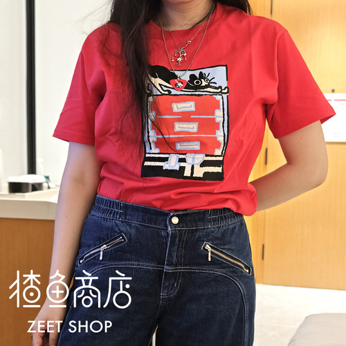猹鱼商店 Rock!面包狗咖啡猫外星系列T恤纯棉夏日常宽松均码潮流