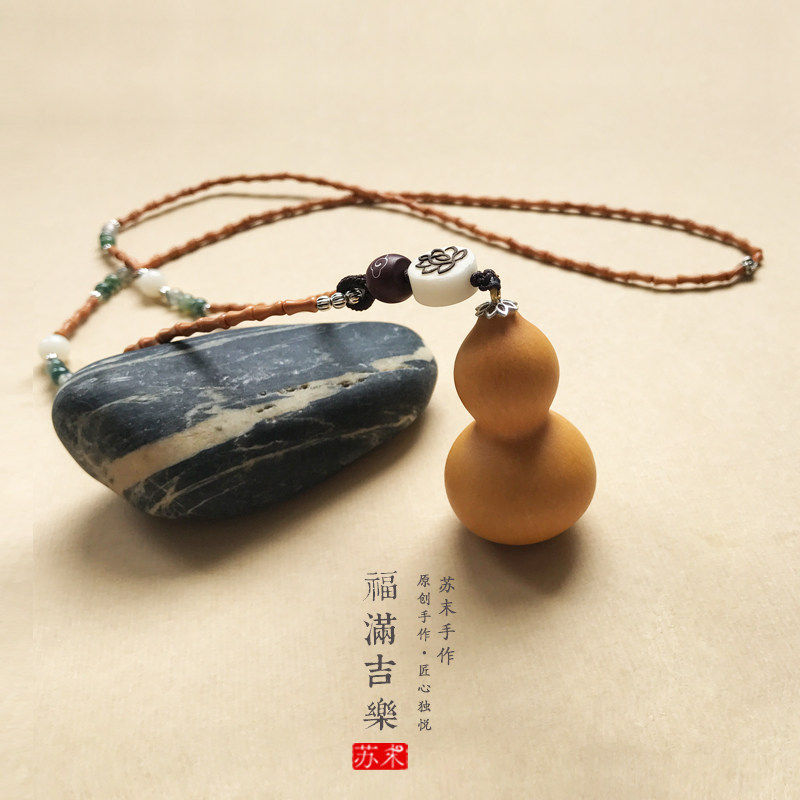 天然葫芦手串福禄吊坠把玩件文玩橄榄核竹节长项链毛衣链文玩复古