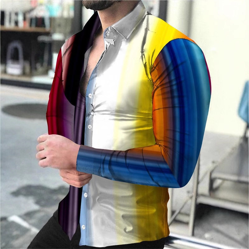 奥德赛同款西部风渐变男士衬衫