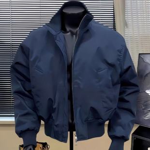 独特超好看男生外套飞行夹克款春秋级感美式立领猛男短款垫肩外套