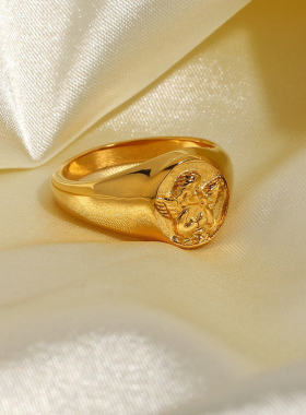 欧美INS风天使戒指丘比特指环女款光明会全视之眼徽章男生冷门款