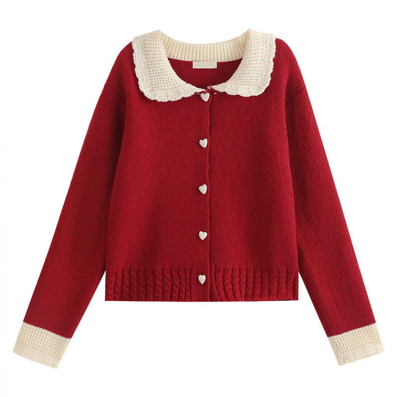 新年宽松绝美巨好看有设计感的红色毛衣女款2025新款时尚洋气时髦