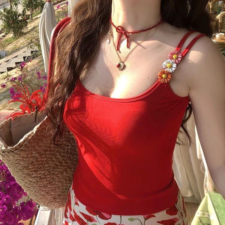 少夫人同款小雏菊加厚吊带背心