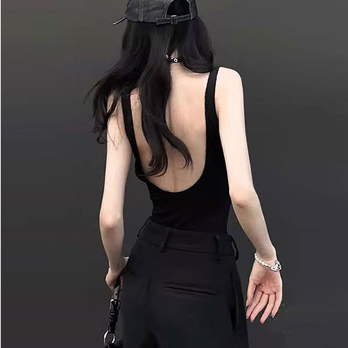 U型露背吊带背心女带胸垫甜酷辣妹修身显瘦打底上衣2025夏季新款