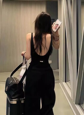 美式露背吊带小背心女夏外穿u型美背文胸一体内搭打底上衣带胸垫