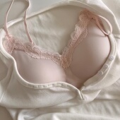 纯欲性感蕾丝无痕内衣女小胸聚拢显大细肩带无钢圈薄款 透气文胸罩