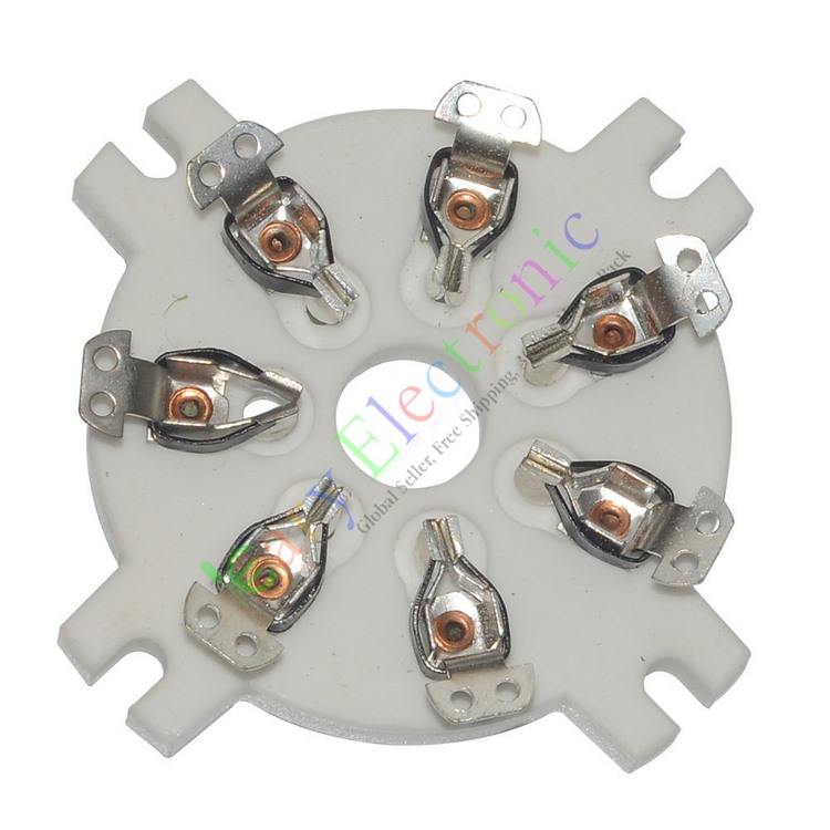 GZC7-E小孔镀锡磷铜脚7脚管座陶瓷平板适6C33 FU29 FU30 FU32等