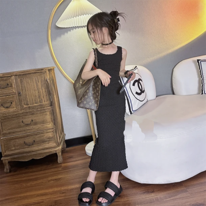 女童无袖连衣裙夏季背心长裙套装辣妹装包臀裙子2023新款大童夏装