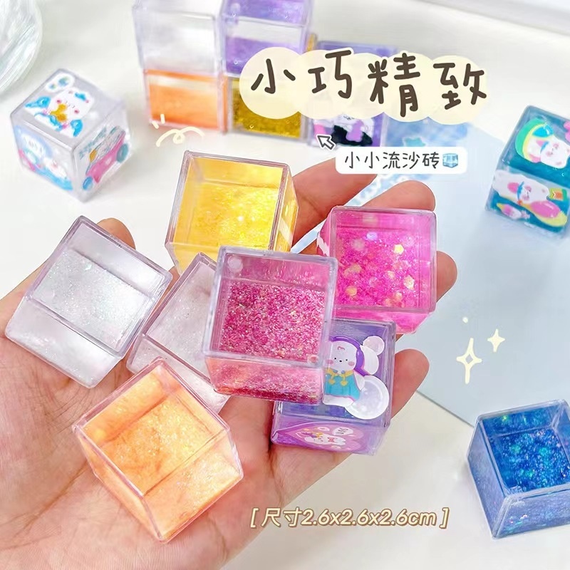 迷你场景摆件创意小冰块流沙咕卡砖入油diy冰块砖吧唧砖麻流咔砖