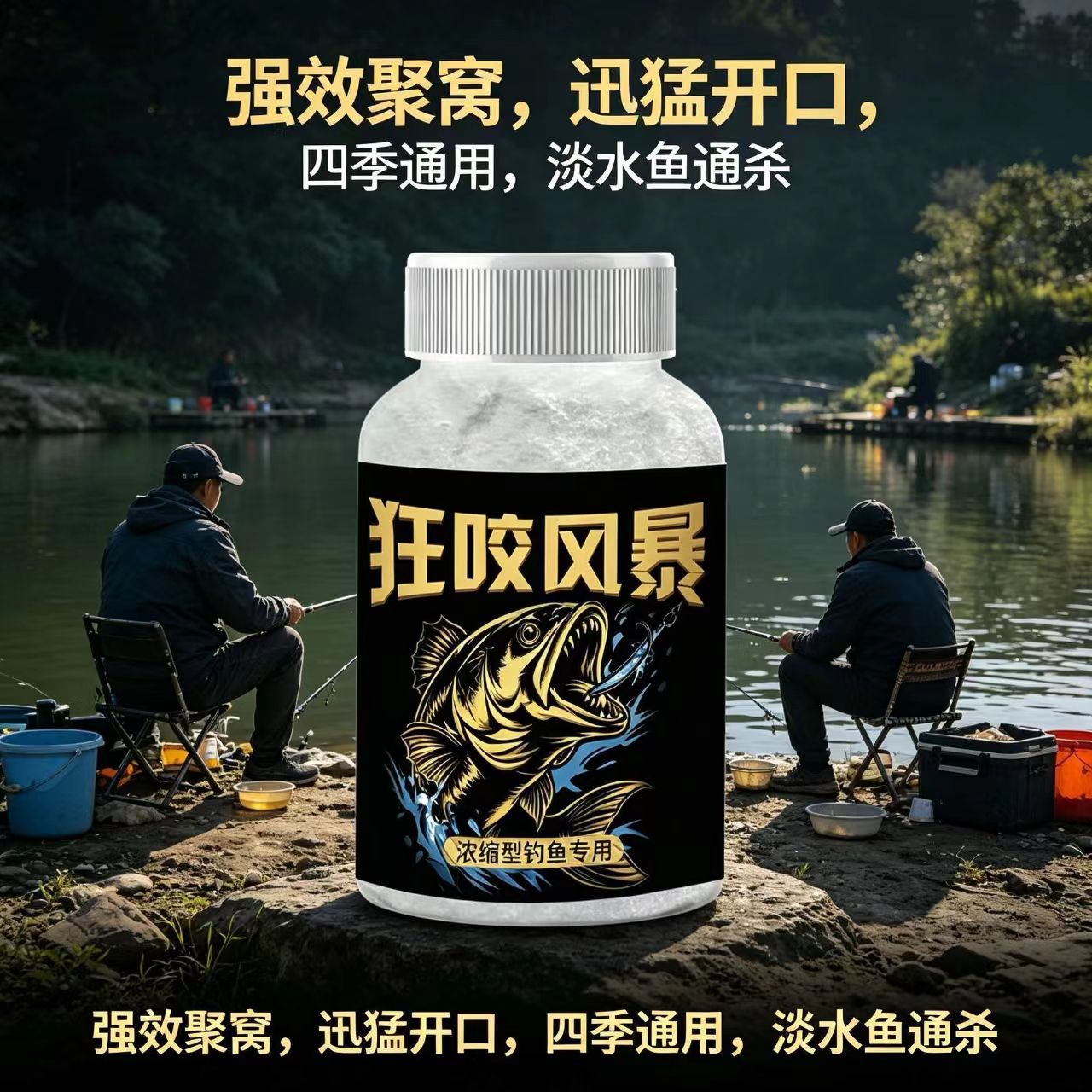 狂咬风暴野钓鱼小药粉鲫鲤草罗非鲢鳙诱食鱼饵窝料开口添加剂黑坑