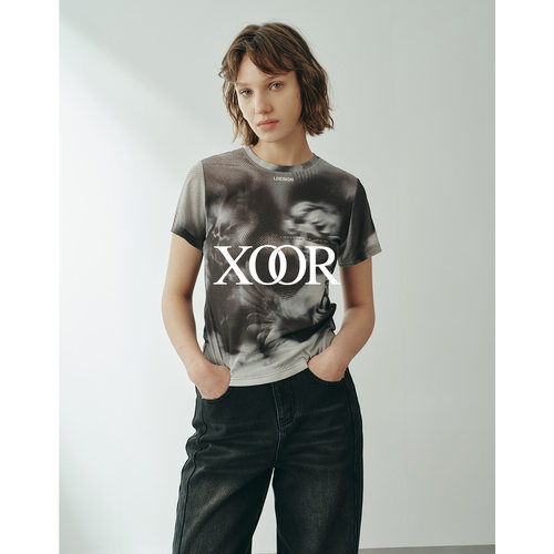 XOOR冰丝印花短袖T恤女显瘦2026