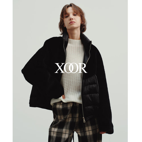 XOOR羊羔毛羽绒拼接短外套2025冬