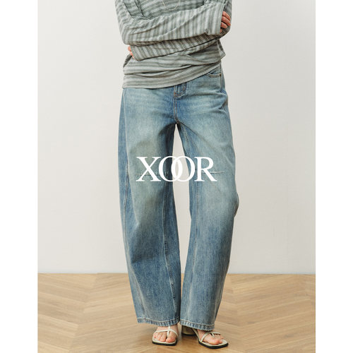 XOOR磨白香蕉牛仔裤显瘦腰臀女夏