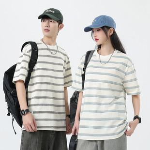 薄款短袖t恤男宽松青百搭夏季新款海魂衫上衣情侣装男士印花衫潮