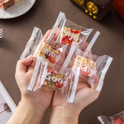 雪花酥包装袋子单独立小曲奇饼干牛轧太妃糖果透明烘焙打包专用的