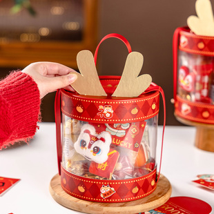 2026新年抱抱桶礼品包装盒蛇年高级感空盒子喜庆年货礼盒高端精致