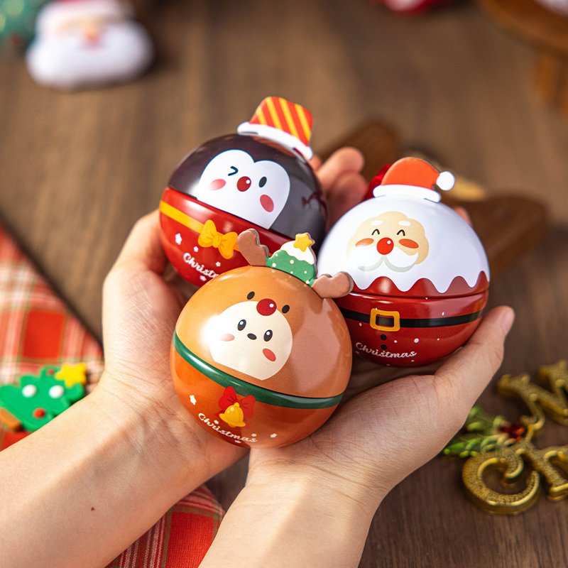 圣诞节糖果盒密封马口铁伴手礼物品铁罐空盒子小号小铁球挂件包装