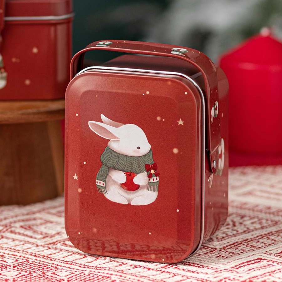 马口铁盒子包装饼干罐长方形小翻盖迷你可爱收纳储物杂物整理卡片