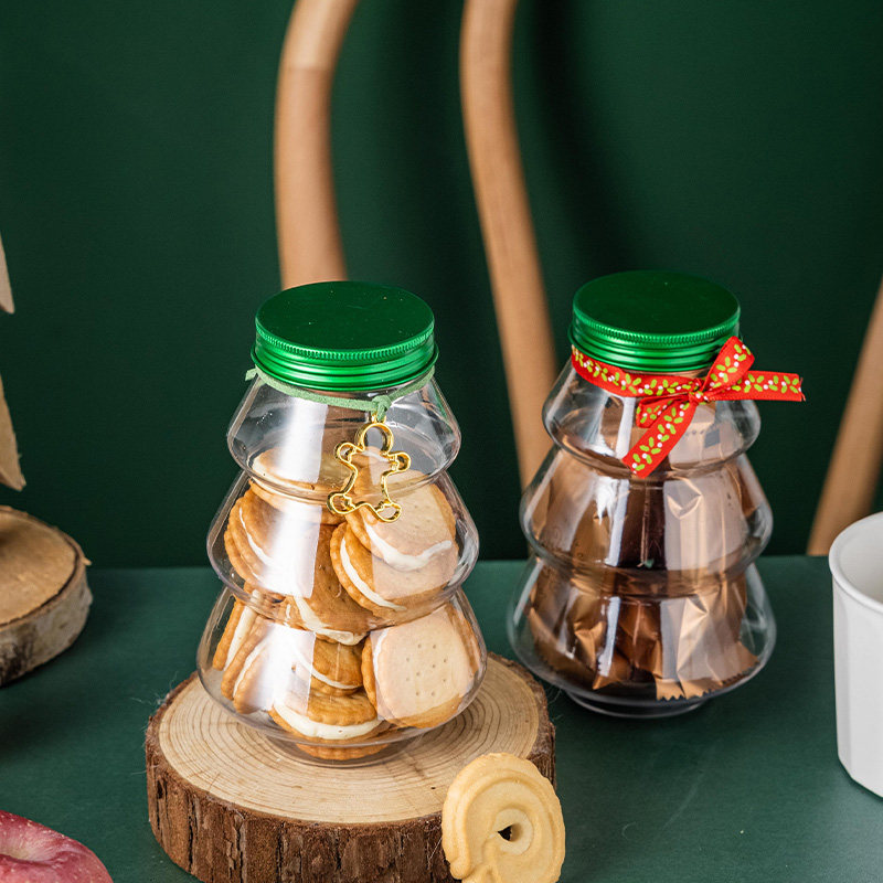圣诞节饼干罐密封罐空罐糖果收纳零食家用储物罐子创意透明小罐子