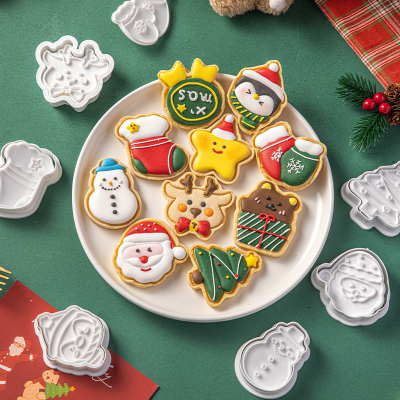 圣诞节饼干模具烘焙家用按压式diy姜饼人手工糖霜卡通儿童圣诞树