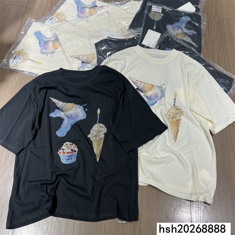 欧洲站2026夏季新款女装圆领冰淇淋印花短袖T恤宽松百搭休闲上衣