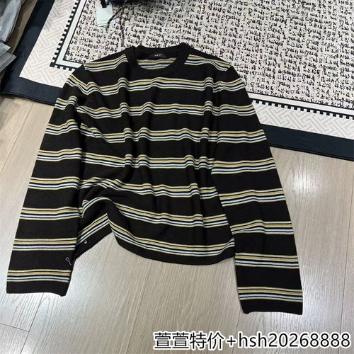 欧洲站2026早秋新款简约百搭圆领拼色条纹柔软亲肤羊毛针织衫上衣