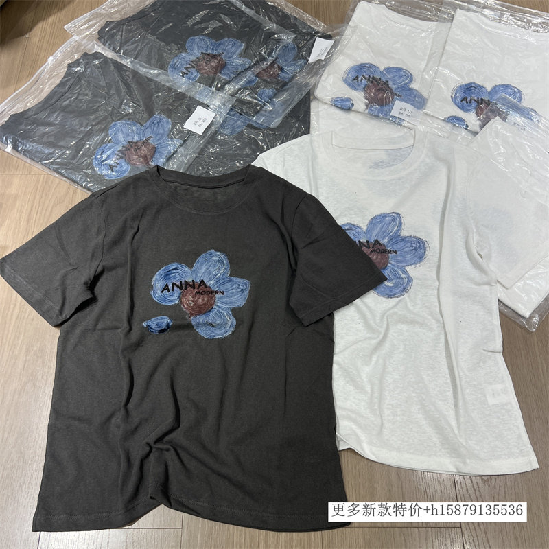 欧洲站2026春季新款韩版花朵字母印花减龄短袖T恤圆领休闲上衣女