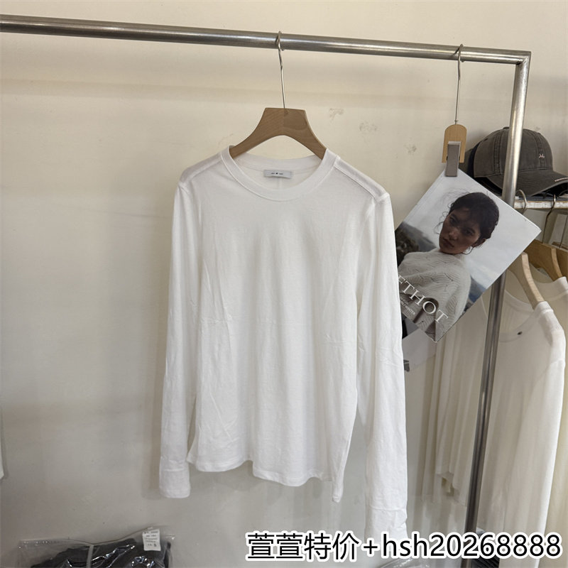 欧洲站2026早秋新款休闲百搭圆领宽松纯色柔软舒适纯棉打底T恤女