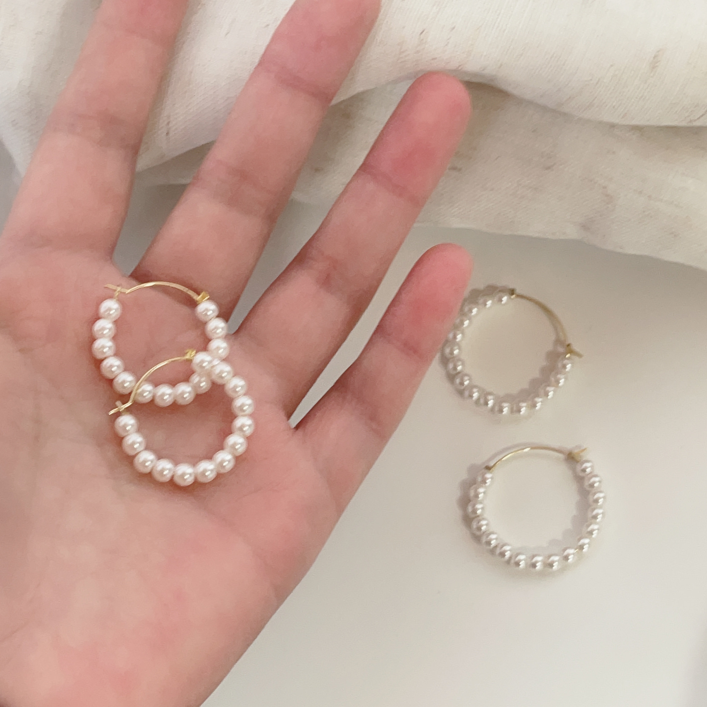 珍珠复古夸张大圈圈耳环