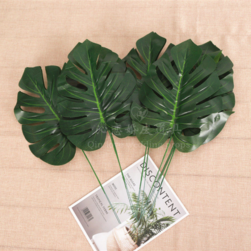 森林系列婚庆主题婚礼单叶假花插花背景布置配饰配叶绿仿真龟背叶