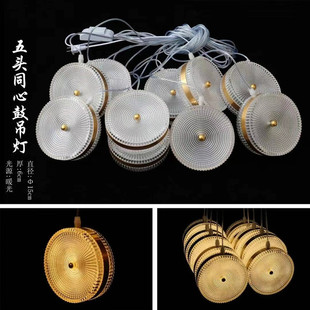 饰灯美陈挂灯 婚礼吊顶灯串五头发光圆形同心鼓串联吊灯橱窗装