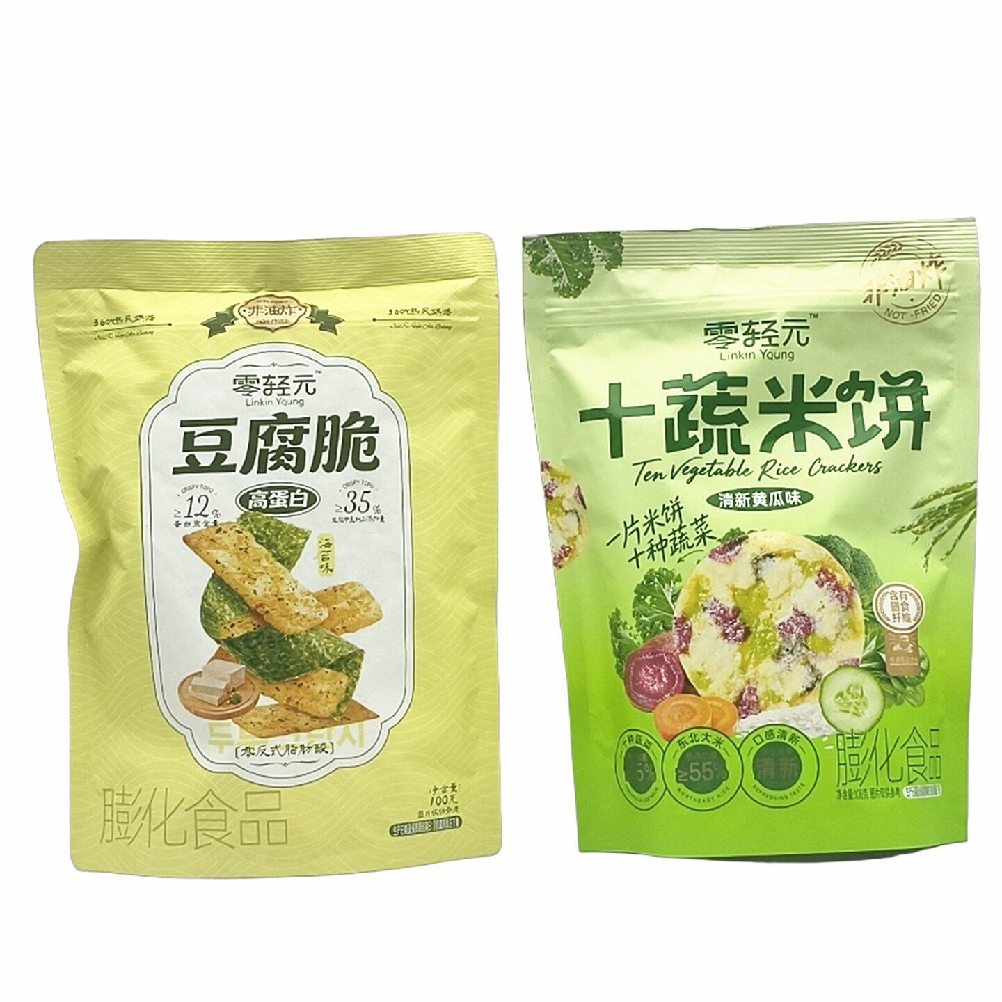 新货零轻元豆腐脆100g/袋十蔬米饼108g/袋海苔味清新黄瓜味休闲零