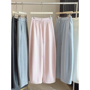 高腰垂感阔腿加绒糯米弯刀裤 秋冬新款 女式 十三行加厚保暖运动卫裤